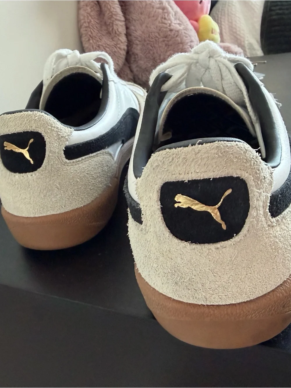 Puma Palermo Men’s White Black Suede Accent Sneakers